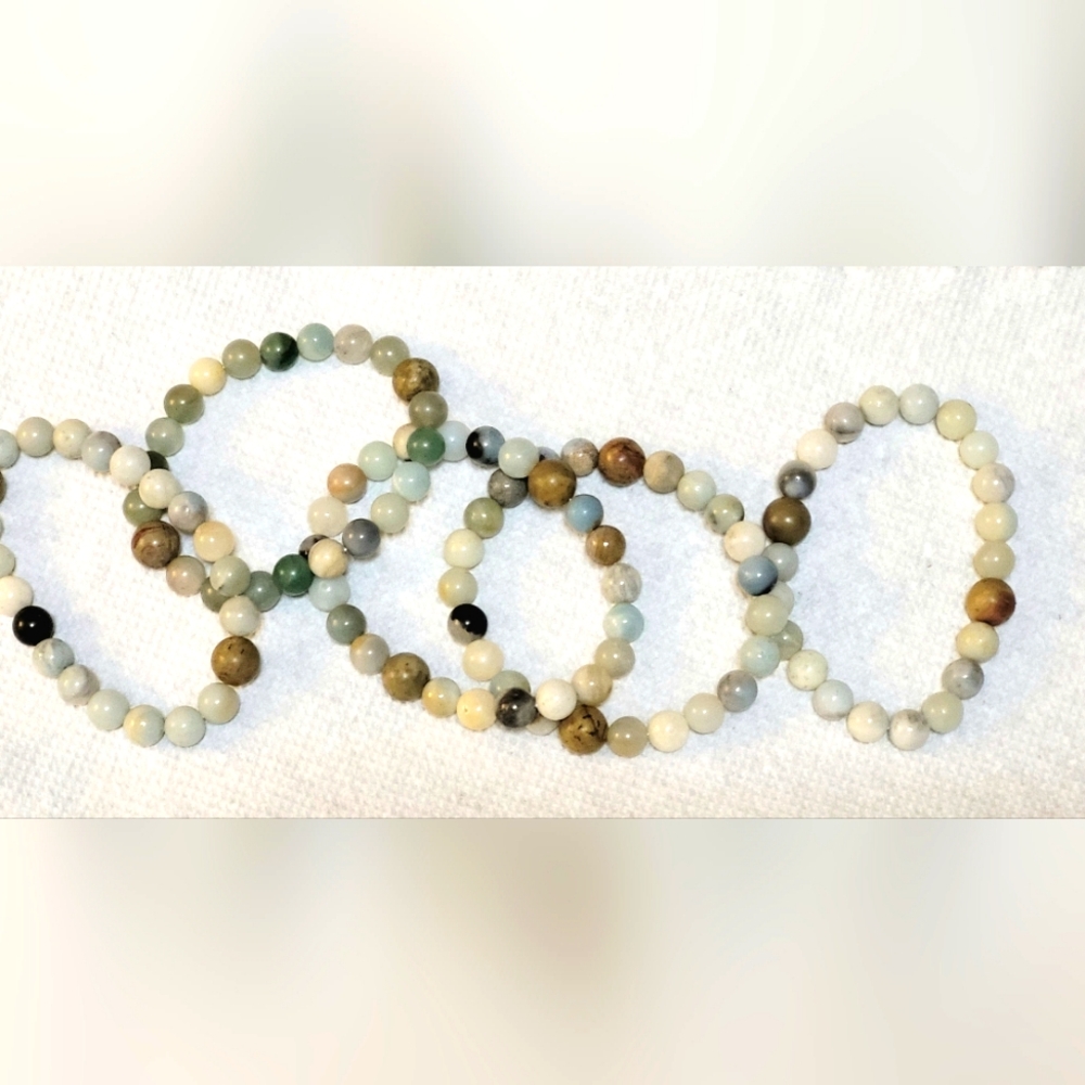 Amazonite And Jasper Bracelets - Set - Stackable - image 1